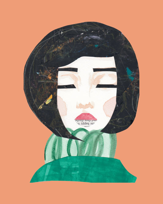 Calming Wall Art for Bedroom | Mixed Media Collage Portrait Print | Boho Feminine Home Decor | Healing Art Gift for Her