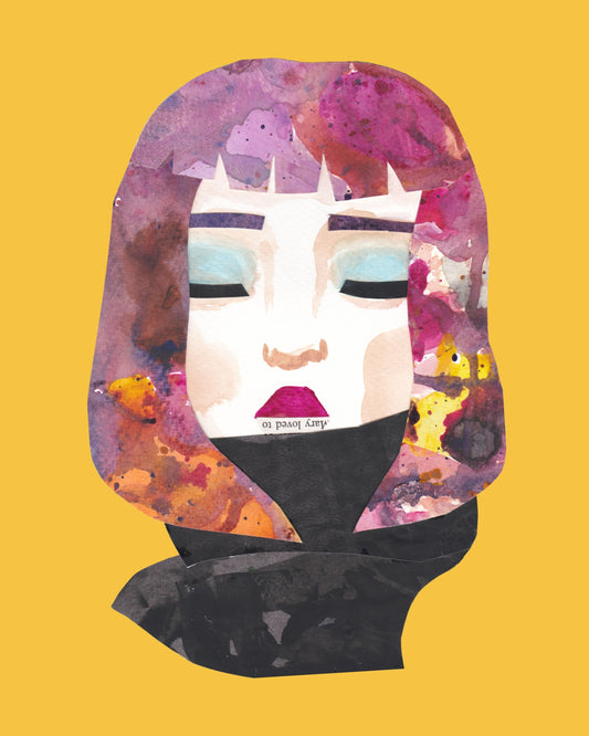 Bold Colorful Wall Art | Mixed Media Woman Portrait Print | Maximalist Feminine Decor | Collage Art Gift for Art Lover