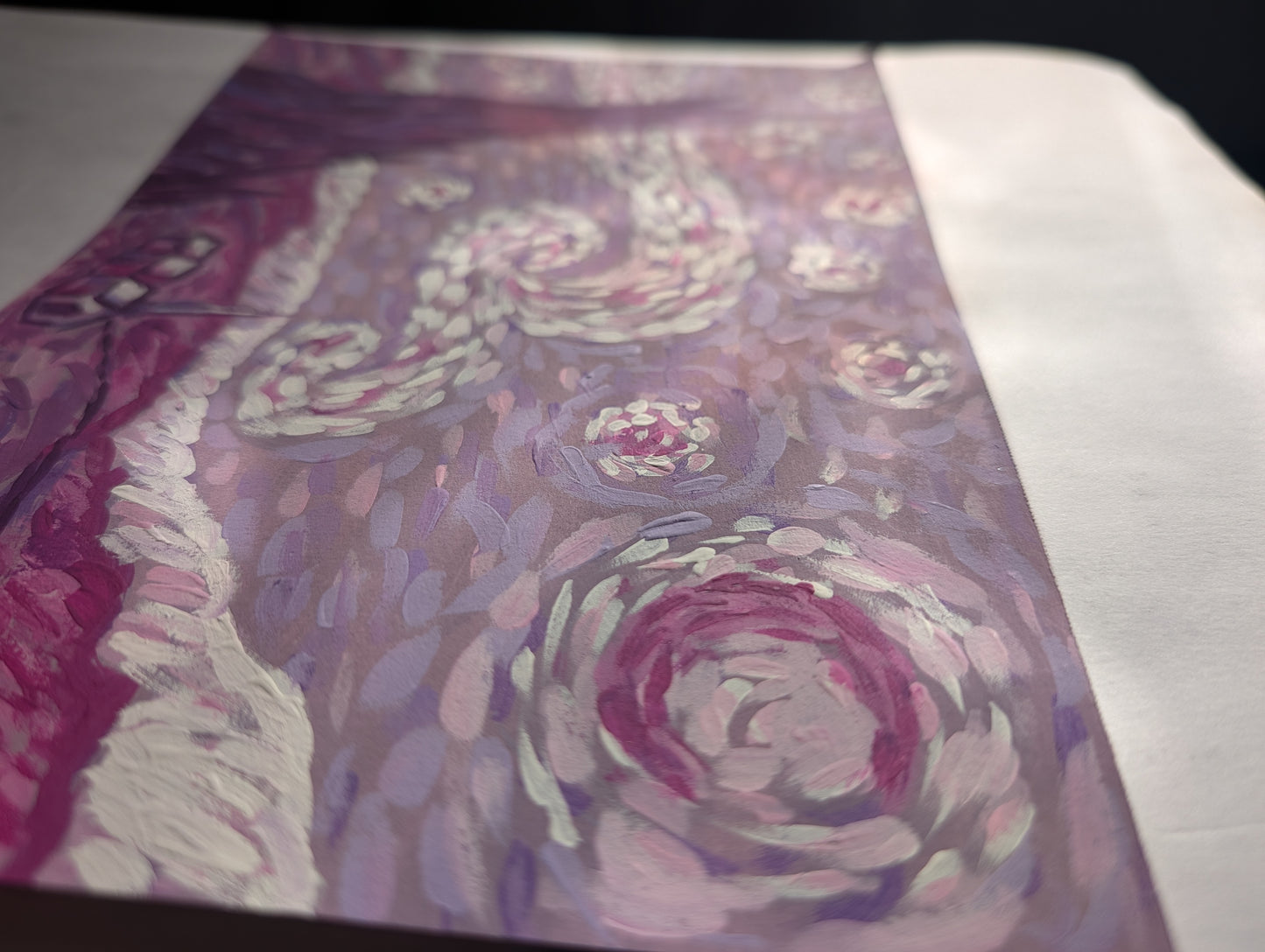 Starry Night in Purple — Original Mixed Media Painting 7x10