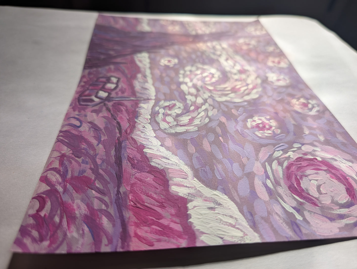 Starry Night in Purple — Original Mixed Media Painting 7x10