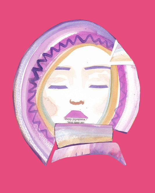 Pink Maximalist Wall Art | Abstract Portrait Collage Print | Bold Feminine Home Decor | Mixed Media Art Gift | Boho Wall Decor